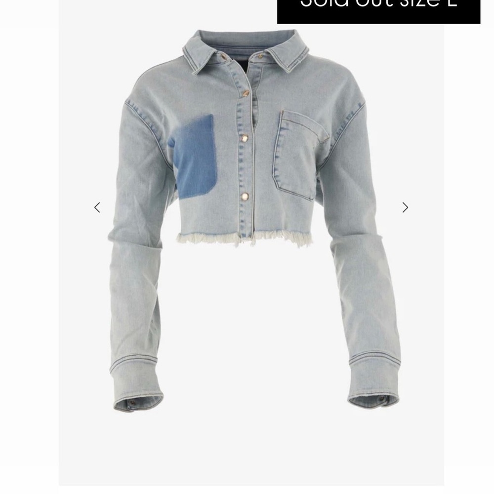 Seroya Cropped Denim Jacket with Blue Patch